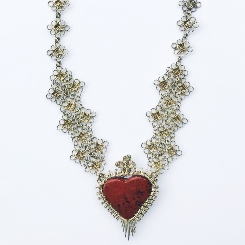 Heart Artesanal Handmade Necklace & Earrings 💛